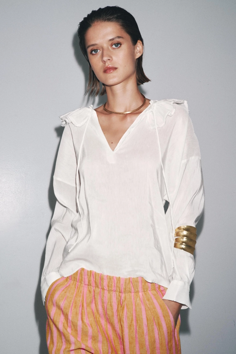 Рубашка из льна и шелковой смеси zw коллекция