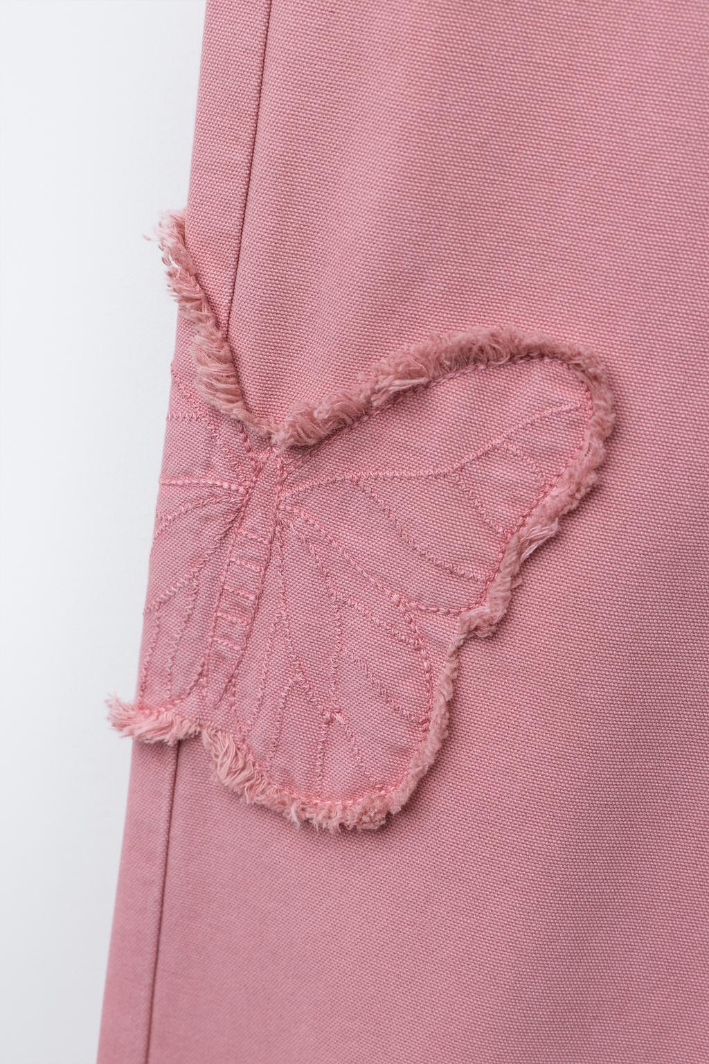ДЖИНСЫ WIDE LEG С ВЫШИВКОЙ В ВИДЕ БАБОЧЕК