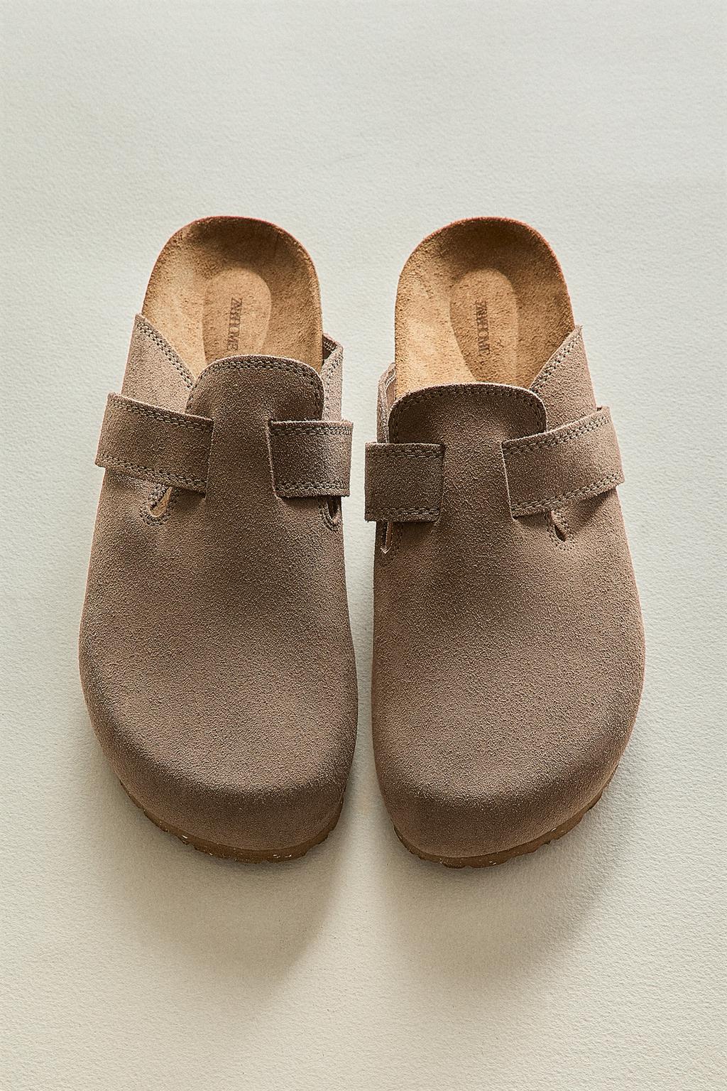 Клоги из кожи с ремешком