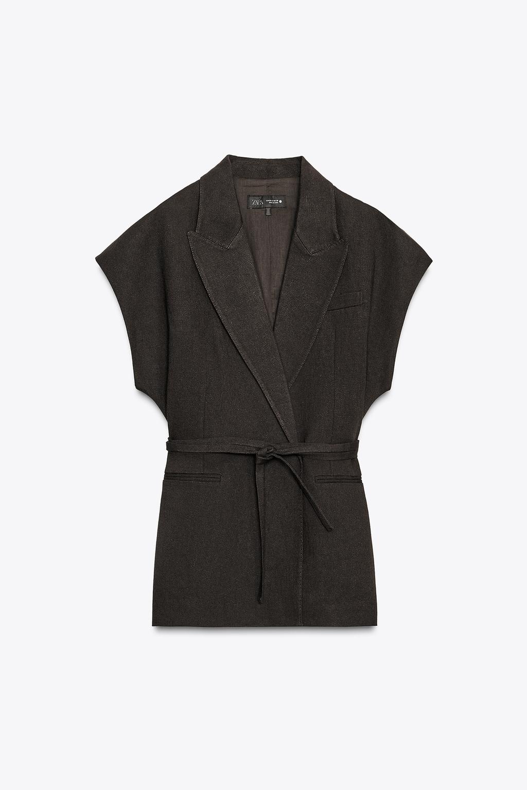 ДВУБОРТНЫЙ ЖИЛЕТ ИЗ СМЕСОВОГО ЛЬНА — ZW COLLECTION