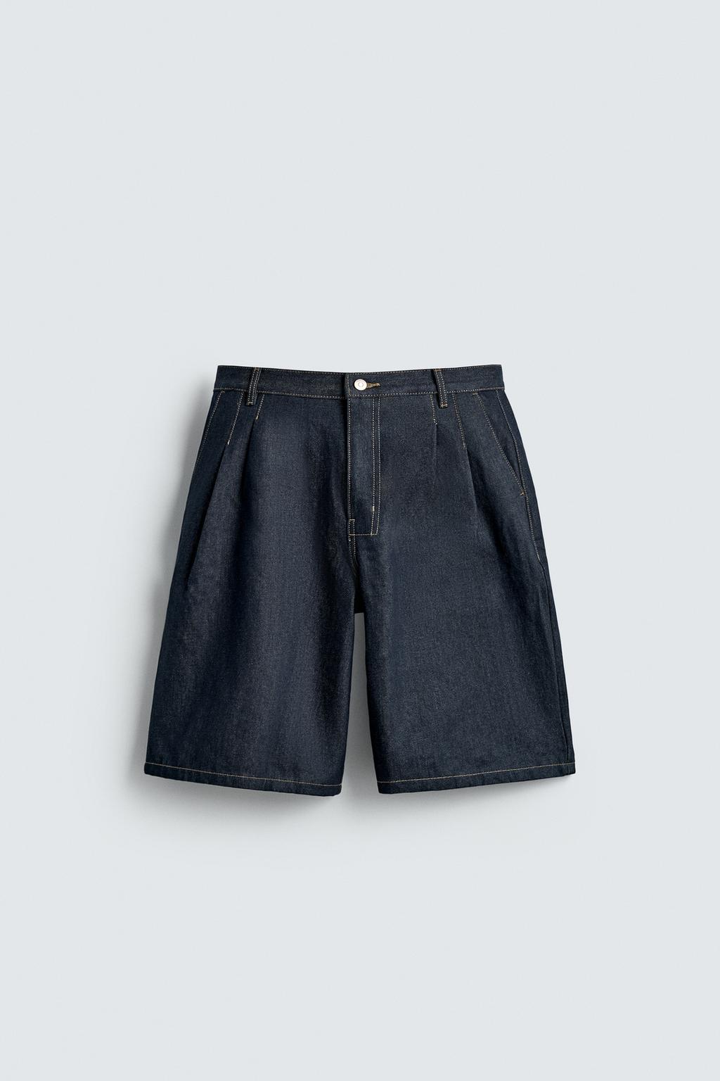 ДЖИНСОВЫЕ ШОРТЫ RELAXED FIT СО СКЛАДКАМИ