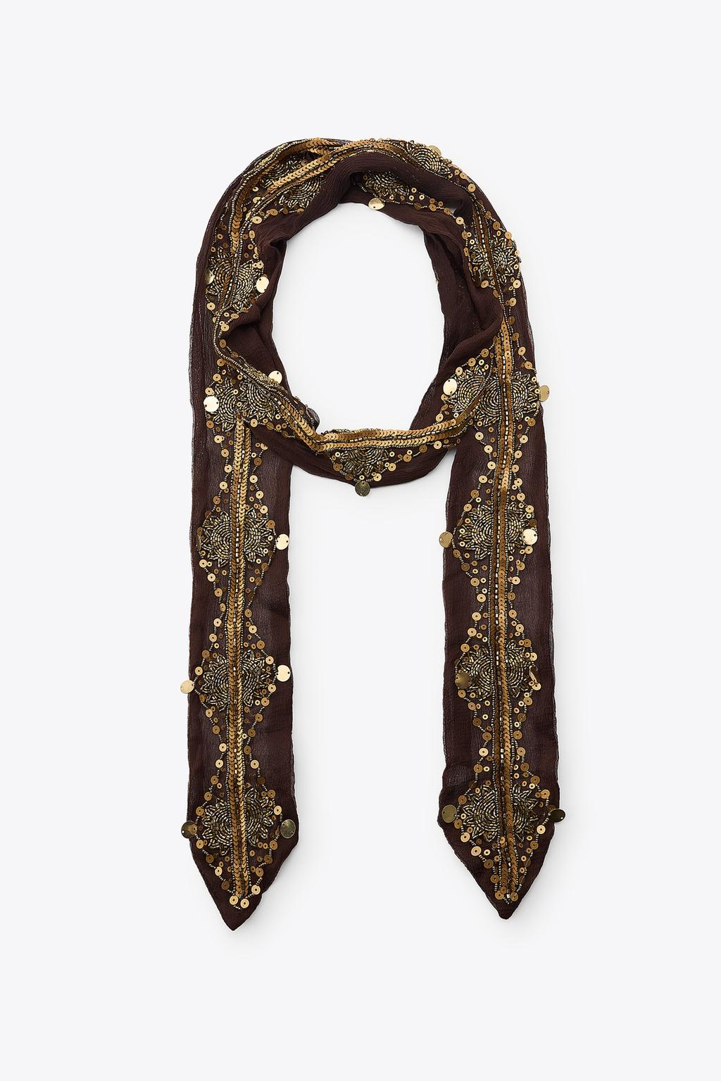 ШАРФ С БУСИНАМИ И ПАЙЕТКАМИ