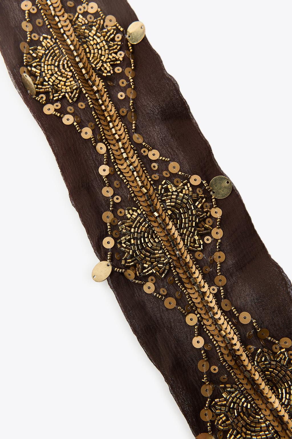 ШАРФ С БУСИНАМИ И ПАЙЕТКАМИ