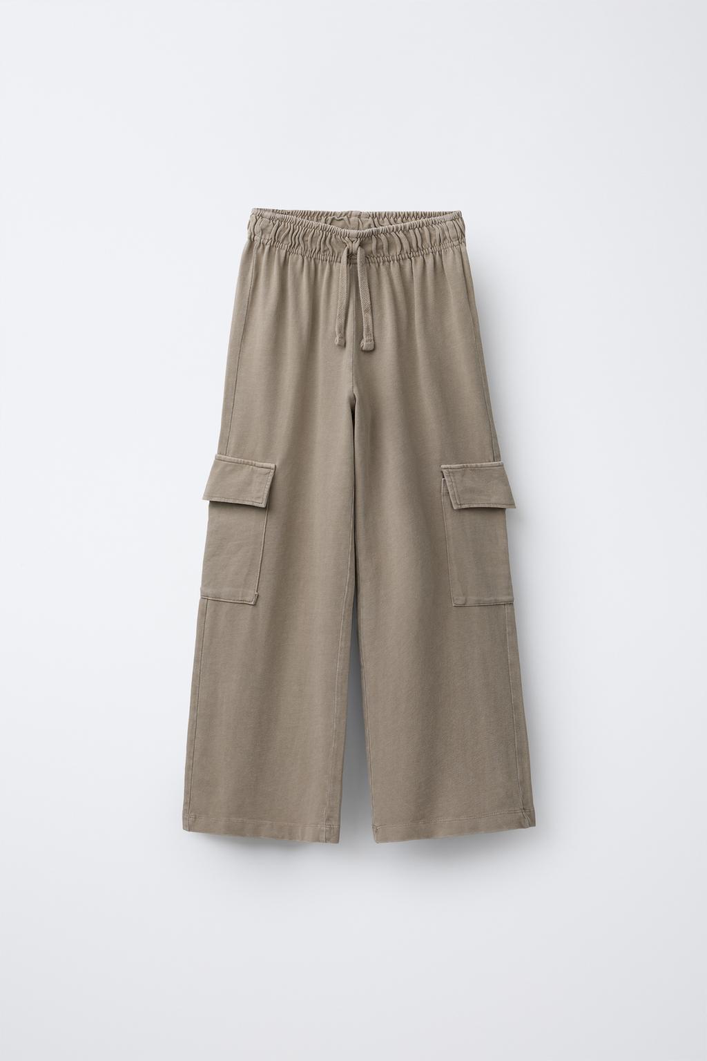 БРЮКИ WIDE LEG КАРГО С ЭФФЕКТОМ ПОТЕРТОСТИ