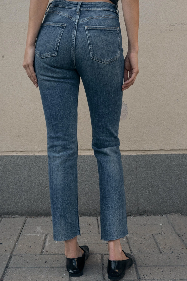 Джинсы zara trf с высокой посадкой и укороченным широким подолом