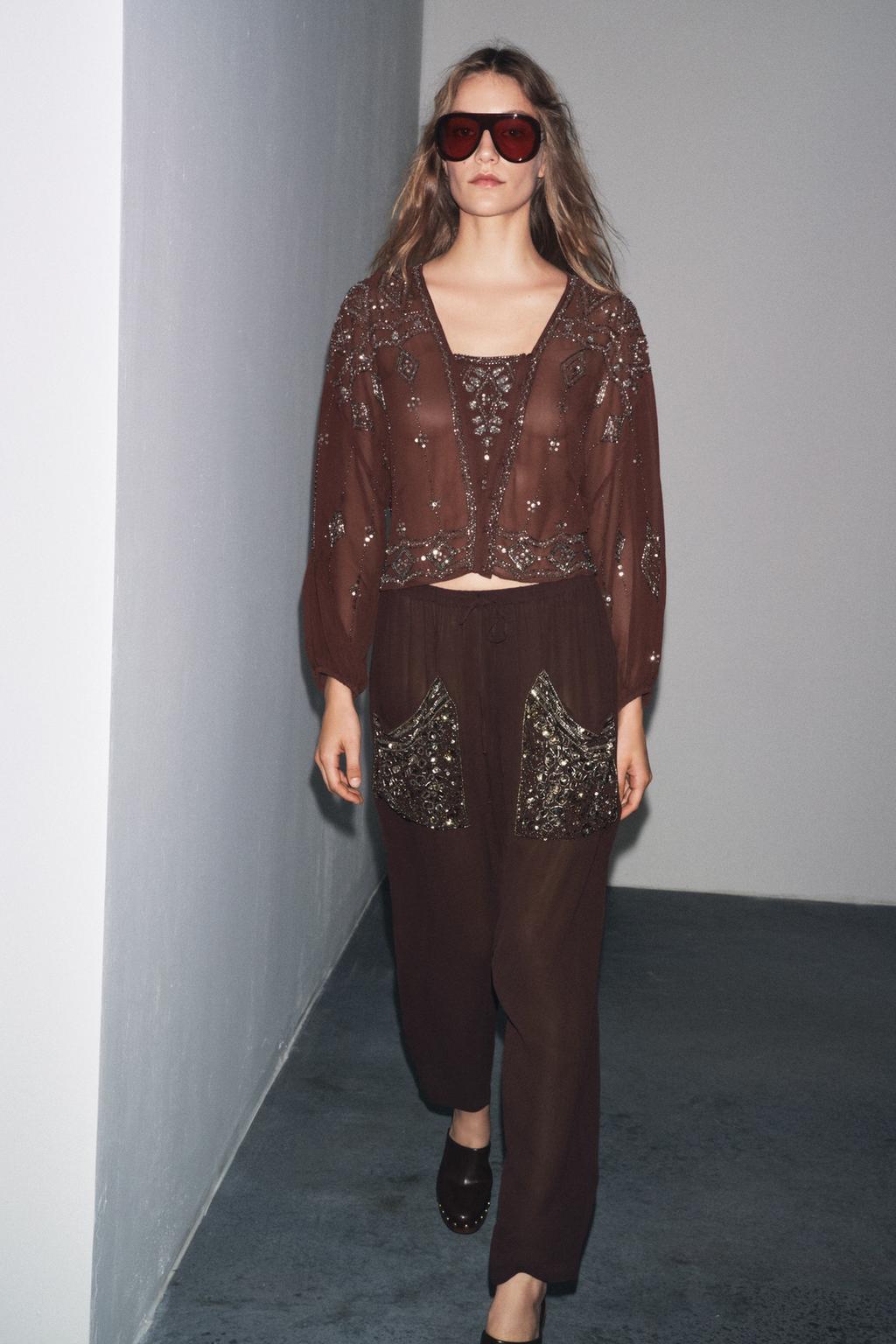 БРЮКИ BAGGY С БУСИНАМИ И ПАЙЕТКАМИ