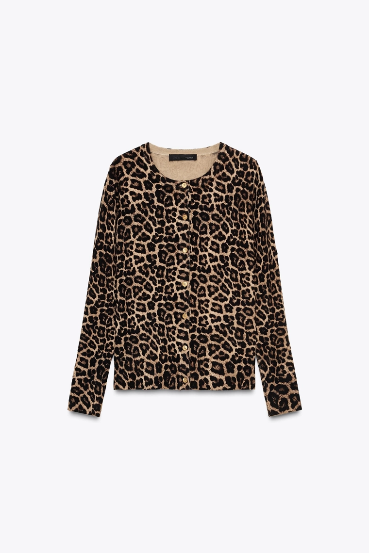ANIMAL PRINT KNIT CARDIGAN