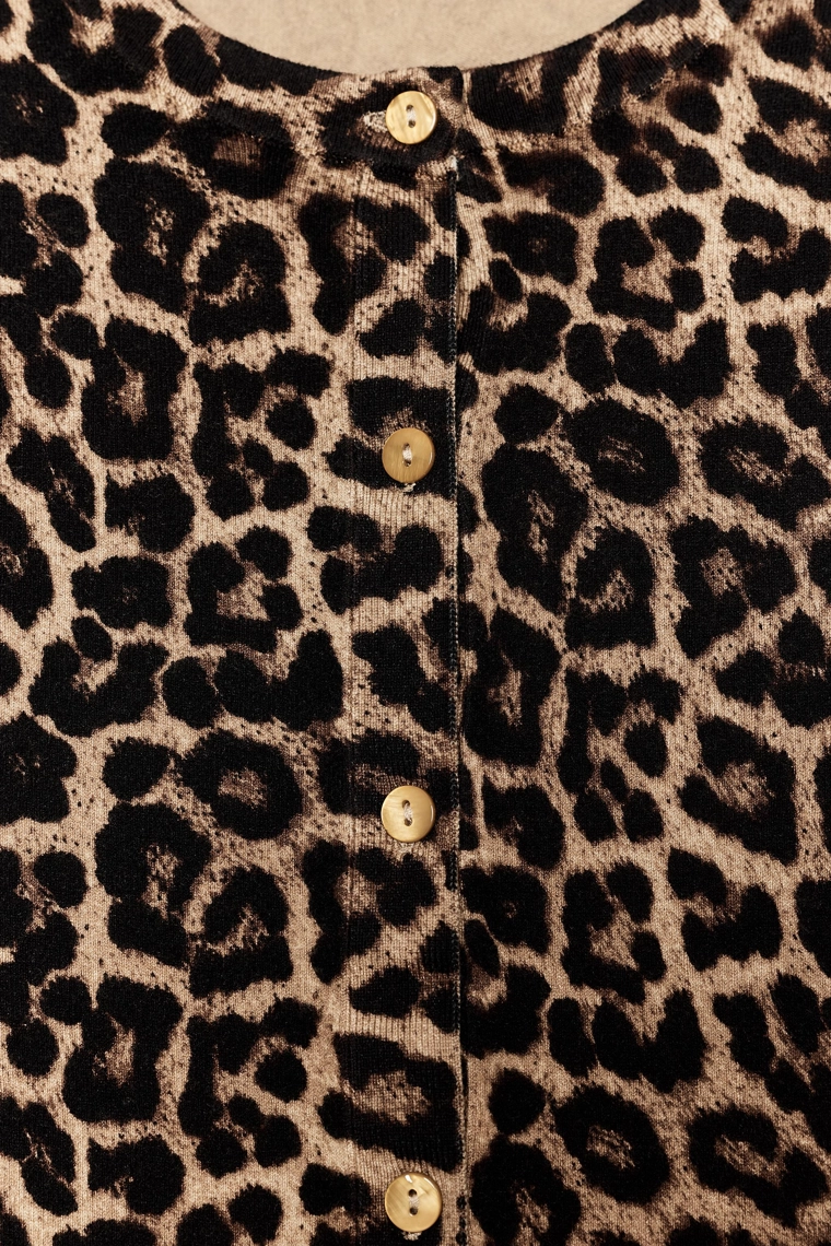 ANIMAL PRINT KNIT CARDIGAN