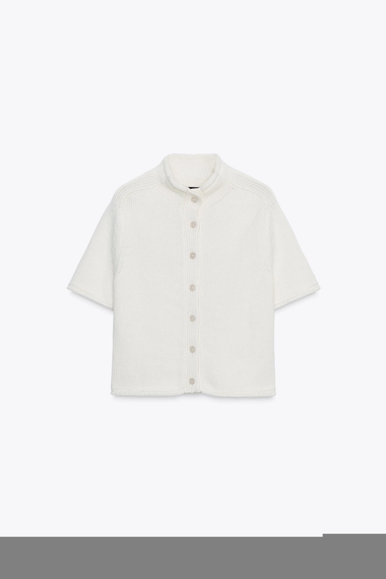 SHORT SLEEVE KNIT CARDIGAN