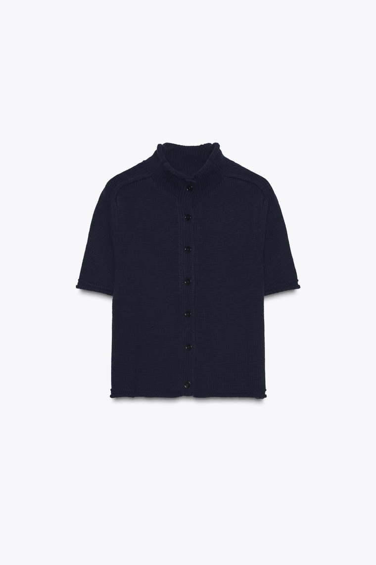 SHORT SLEEVE KNIT CARDIGAN