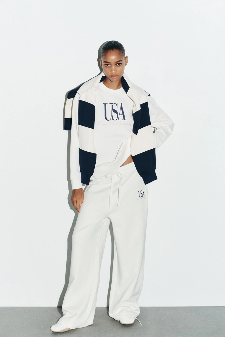 COTTON TEXT TROUSERS