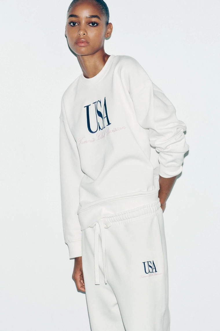 COTTON TEXT TROUSERS