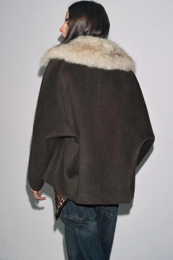 КУРТКА ИЗ ШЕРСТИ С МЕХОВЫМ ВОРОТНИКОМ — ZW COLLECTION