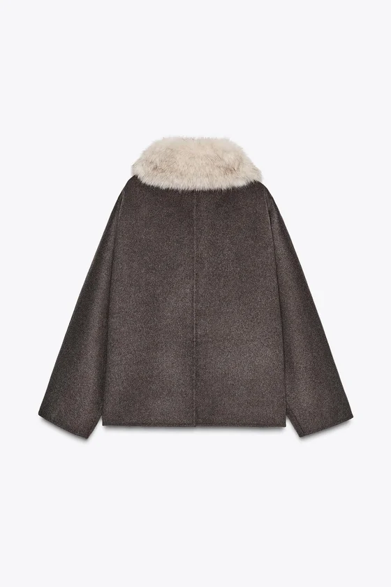 КУРТКА ИЗ ШЕРСТИ С МЕХОВЫМ ВОРОТНИКОМ — ZW COLLECTION