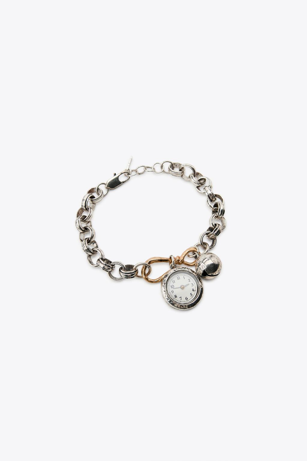 PACK OF 2 COMBINED BRACELETS WITH CLOCK AND BELL CHARMS
