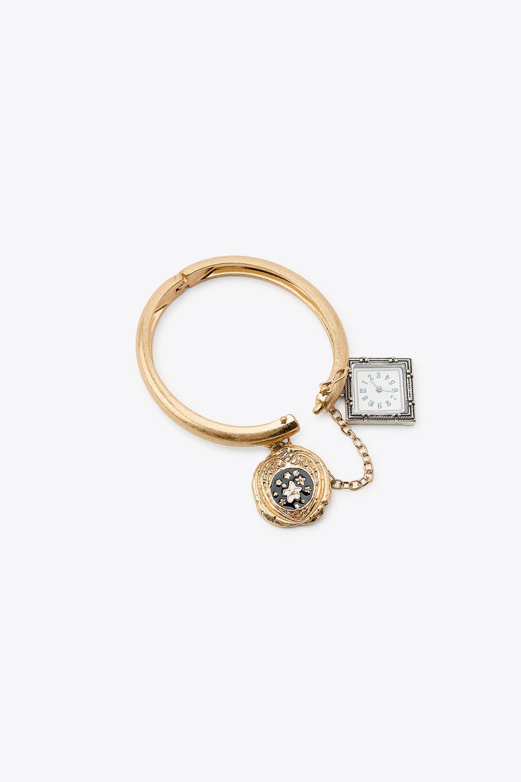 PACK OF 2 COMBINED BRACELETS WITH CLOCK AND BELL CHARMS