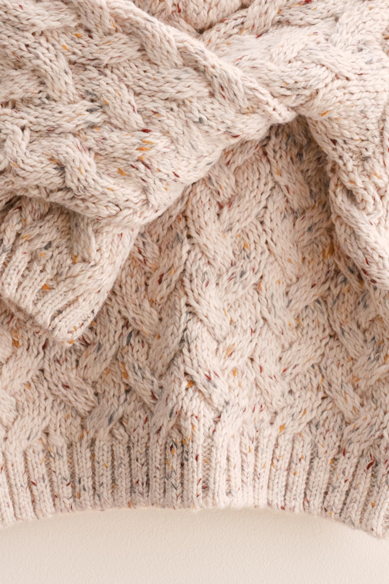 Пуловер с крупной вязкой и пуговицами из шерсти zara timeless