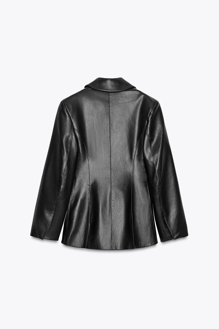 FAUX LEATHER TAILORED BLAZER