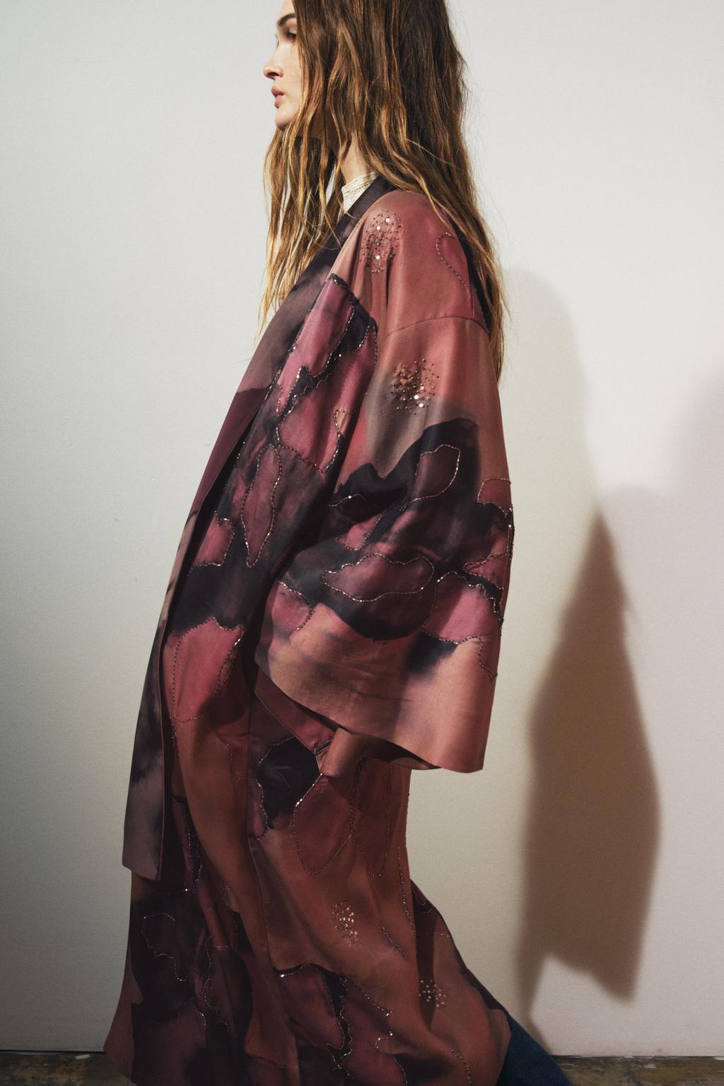 КИМОНО С ПРИНТОМ, БУСИНАМИ, LIMITED EDITION