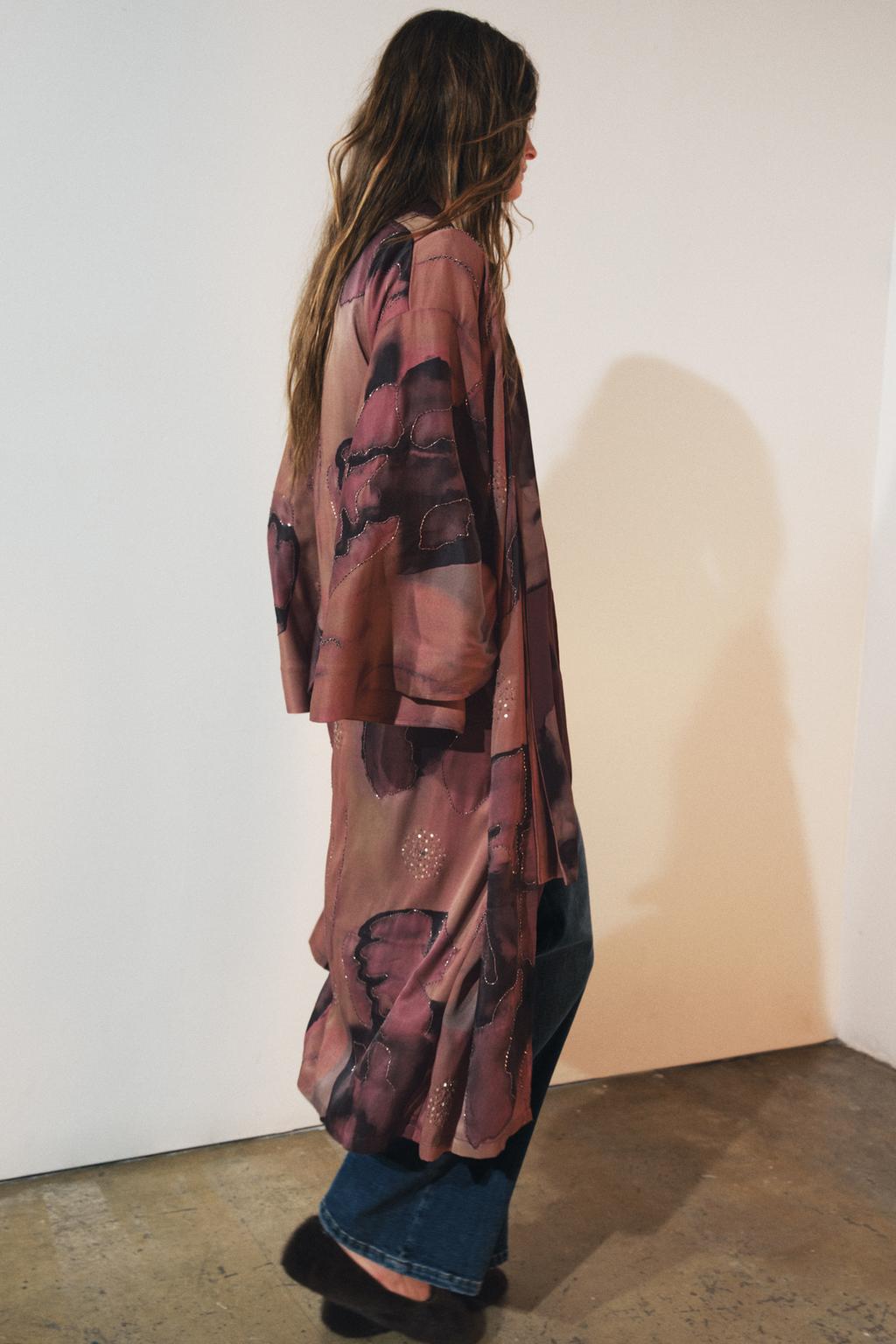 КИМОНО С ПРИНТОМ, БУСИНАМИ, LIMITED EDITION