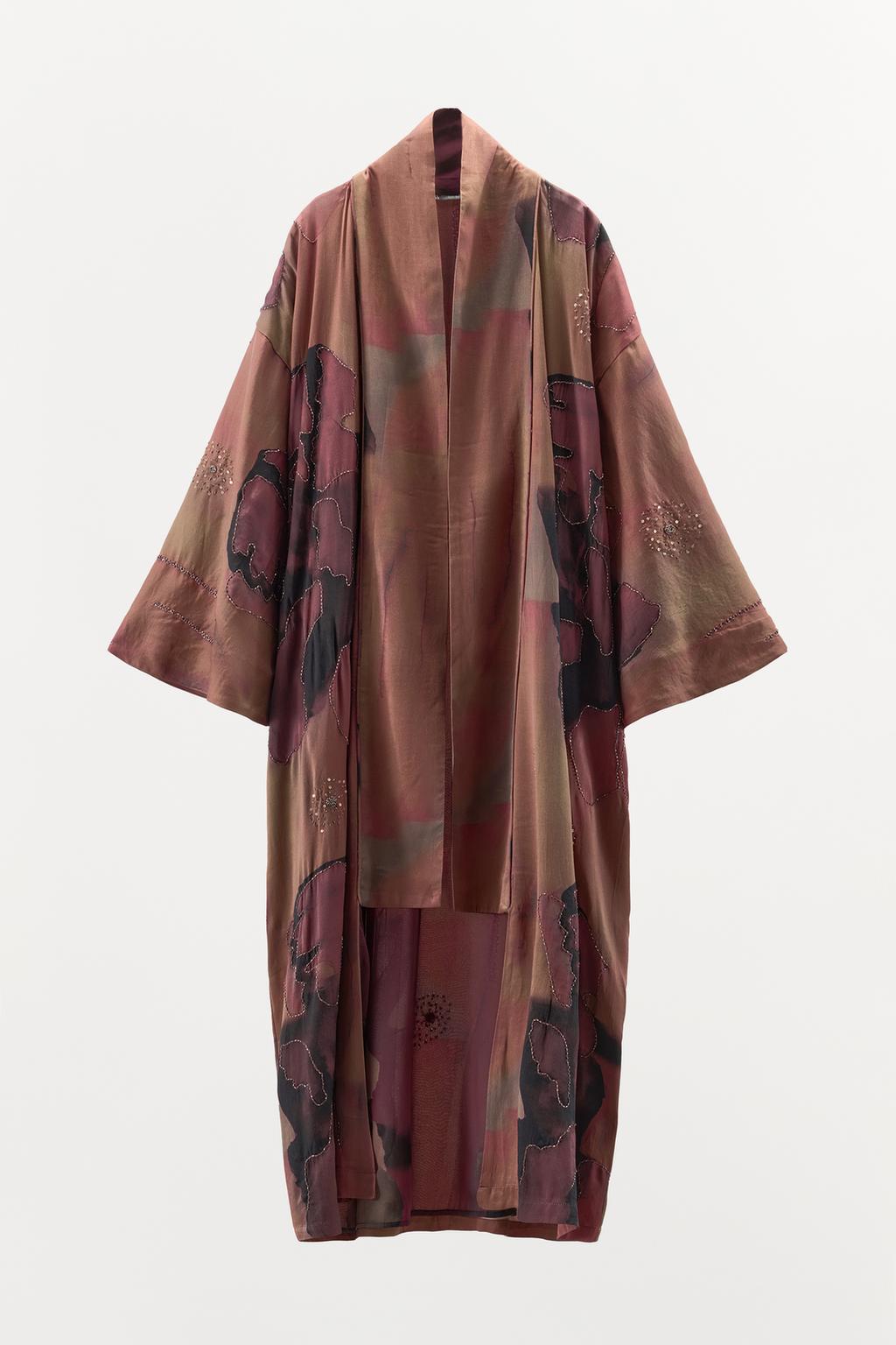 КИМОНО С ПРИНТОМ, БУСИНАМИ, LIMITED EDITION