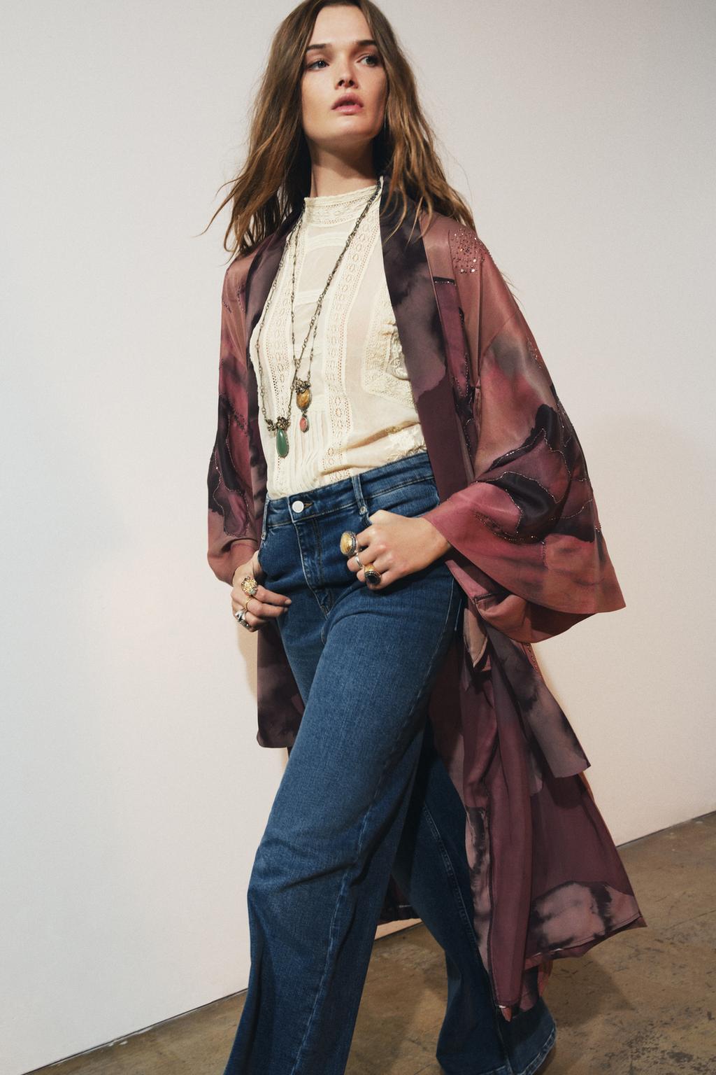 КИМОНО С ПРИНТОМ, БУСИНАМИ, LIMITED EDITION