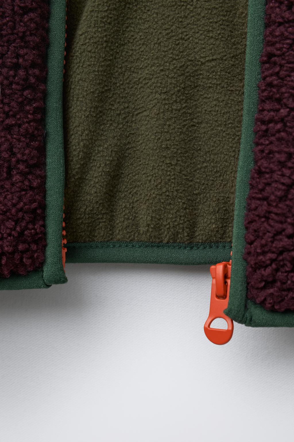 COLOUR BLOCK FAUX SHEARLING FLEECE-LINED JACKET