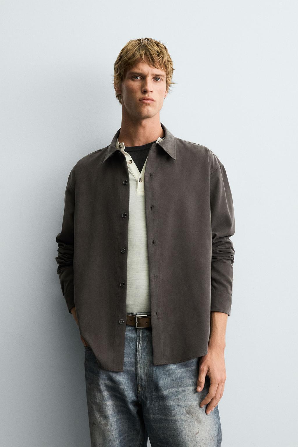 РУБАШКА RELAXED FIT ИЗ СТРУЯЩЕЙСЯ ТКАНИ