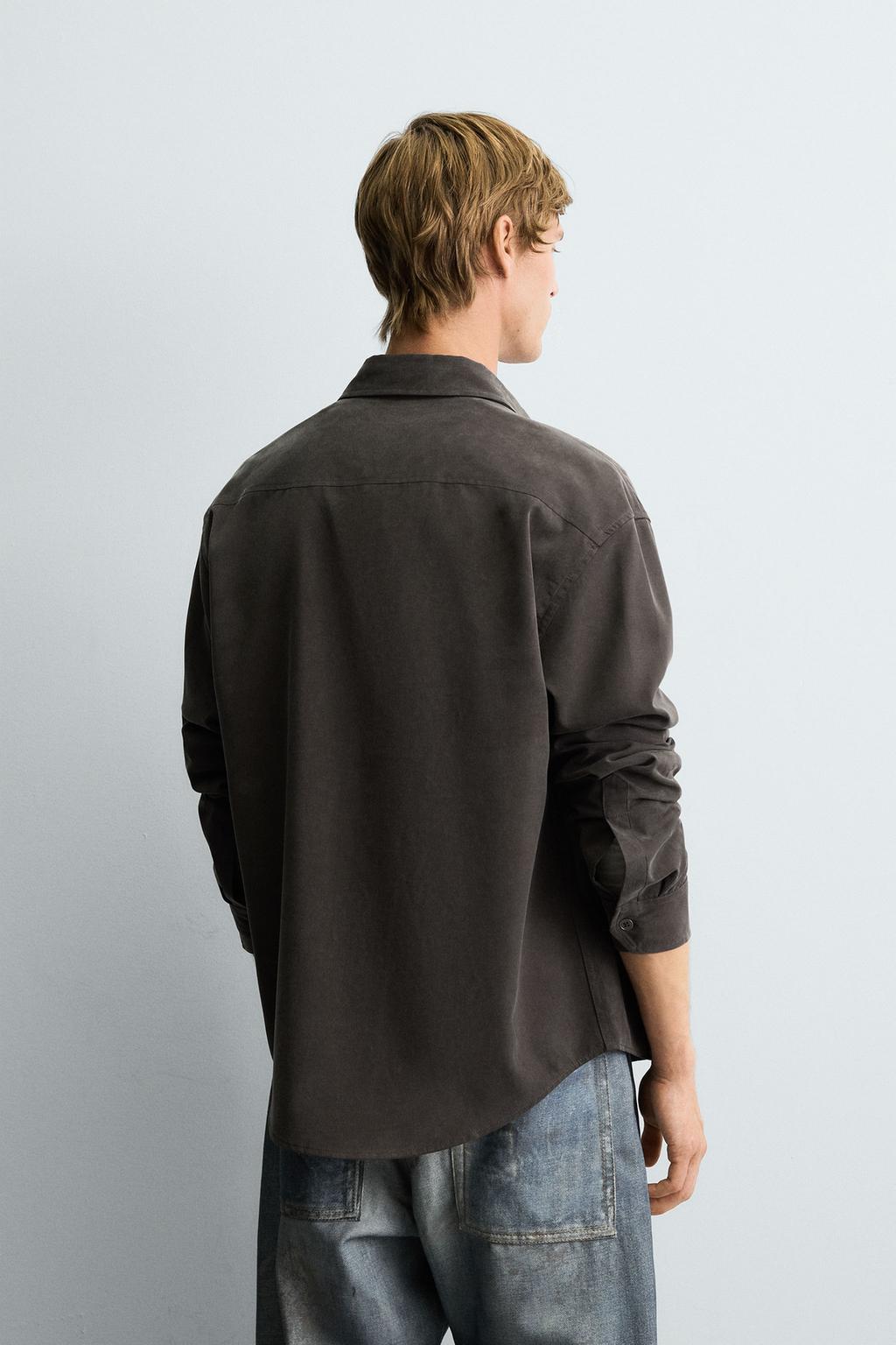 РУБАШКА RELAXED FIT ИЗ СТРУЯЩЕЙСЯ ТКАНИ