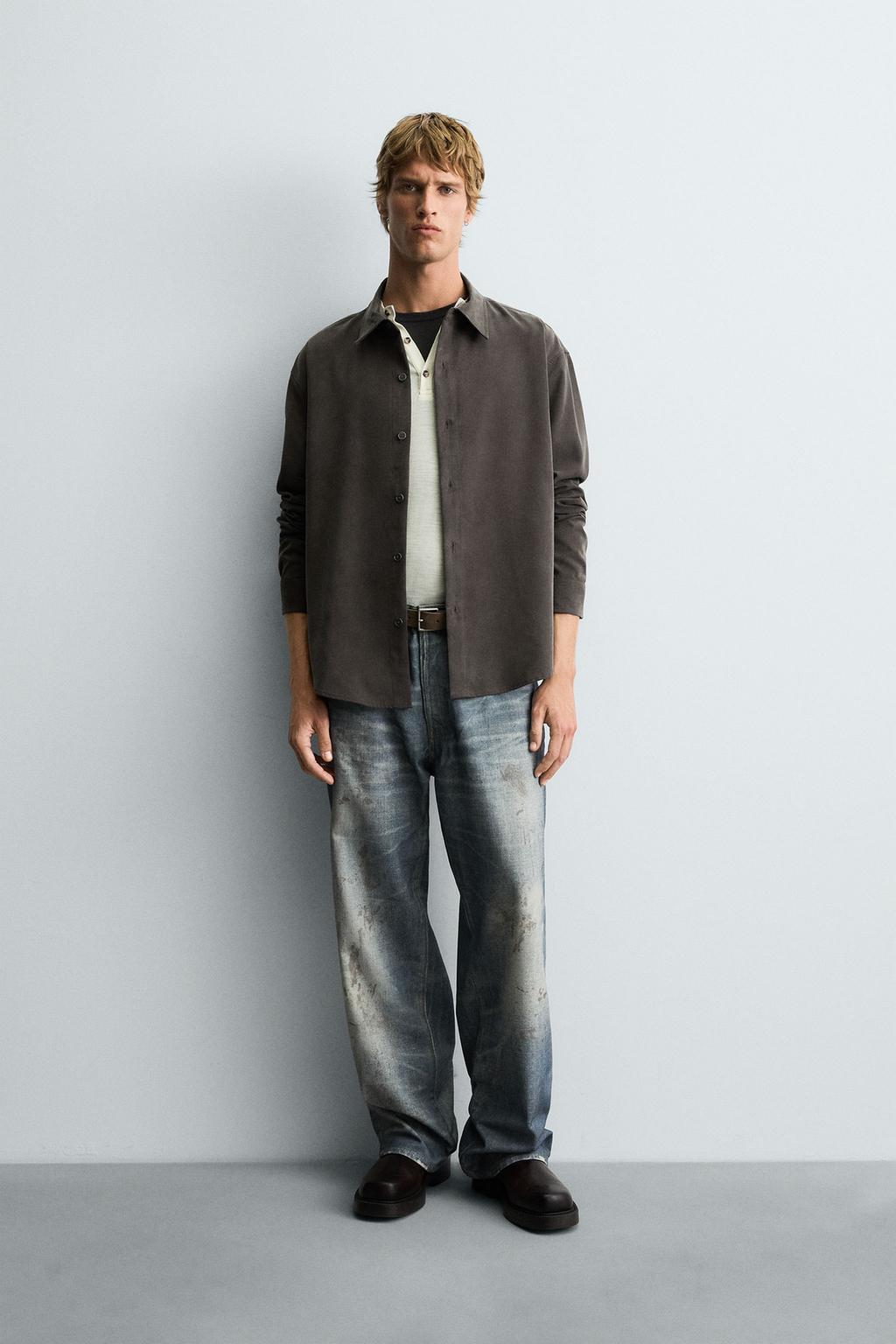 РУБАШКА RELAXED FIT ИЗ СТРУЯЩЕЙСЯ ТКАНИ