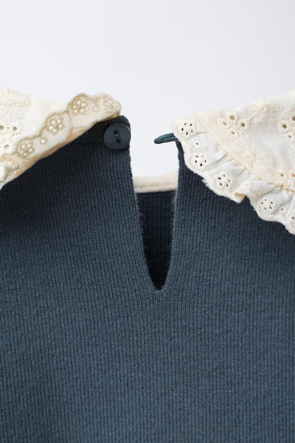 СВИТЕР С КРУЖЕВОМ И ВЫШИВКОЙ