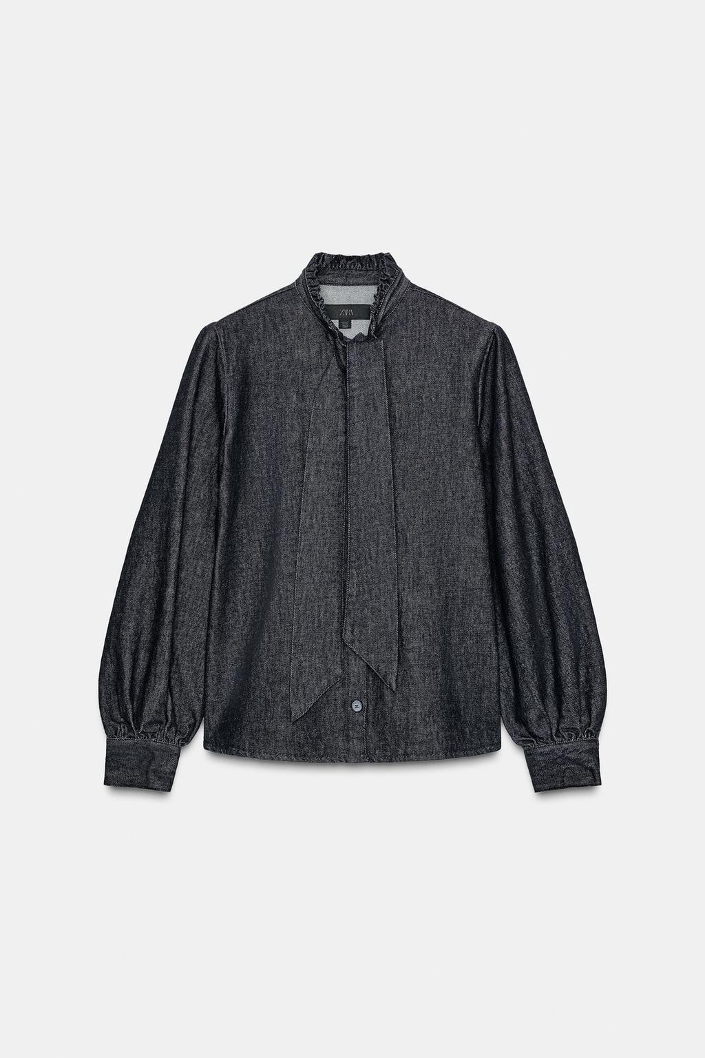 ДЖИНСОВАЯ РУБАШКА С БАНТОМ — ZW COLLECTION