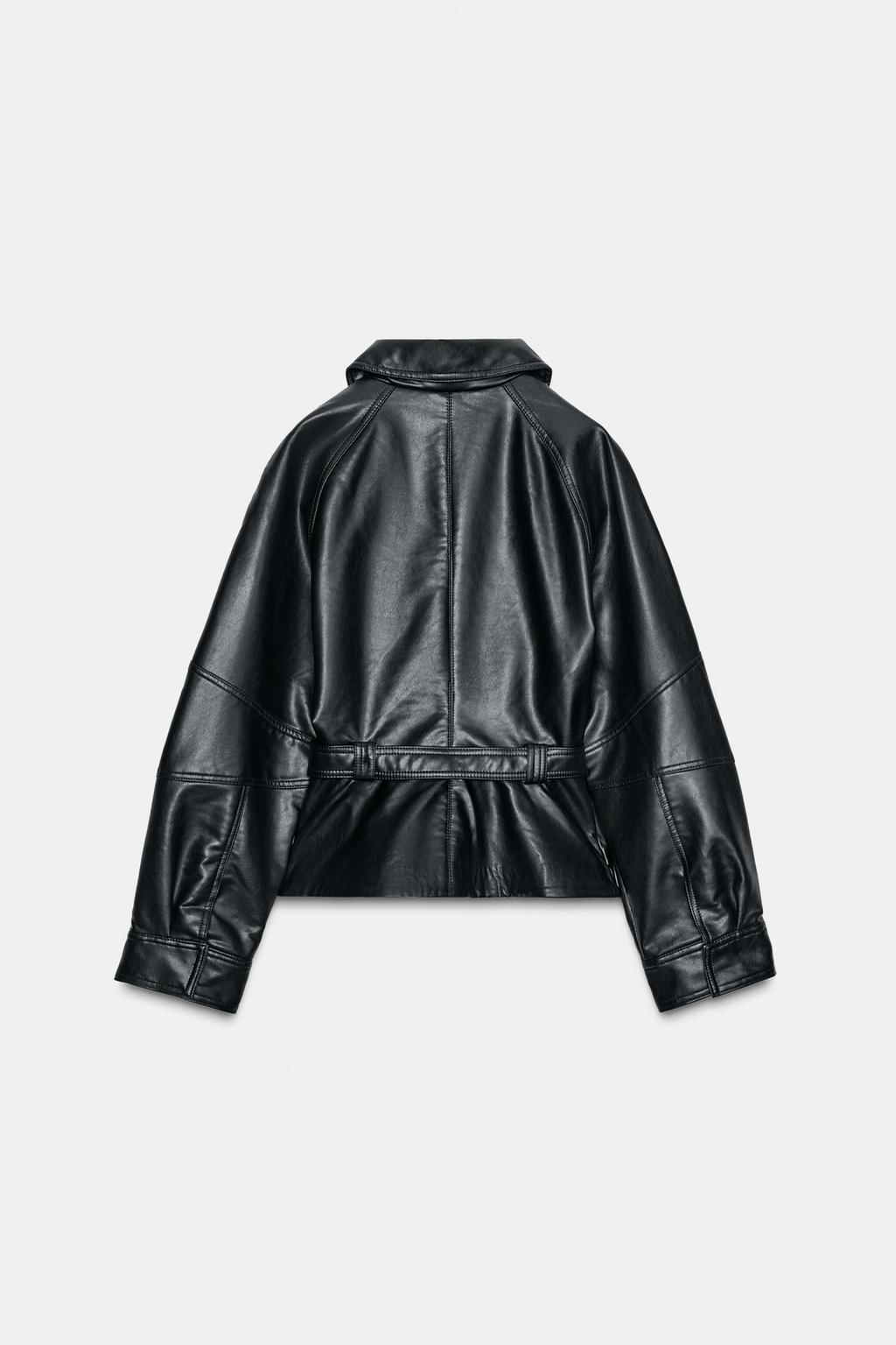 КУРТКА ИЗ ИСКУССТВЕННОЙ КОЖИ С БАСКОЙ