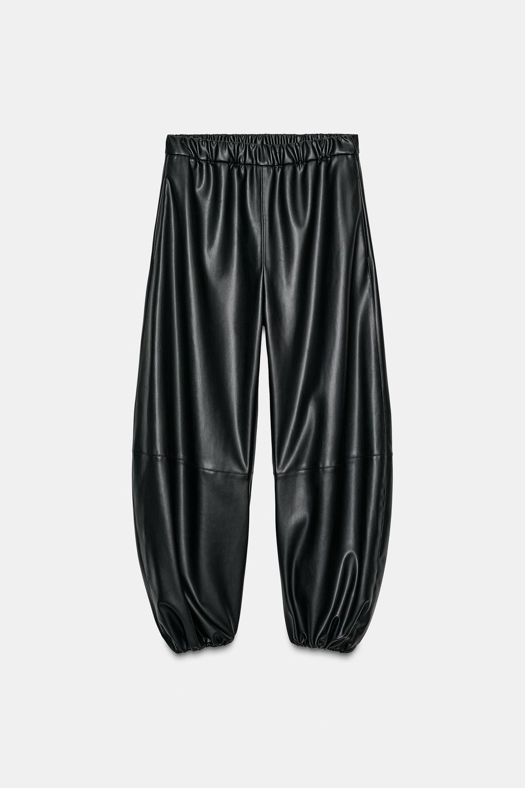 БРЮКИ-БАГГИ ИЗ ИСКУССТВЕННОЙ КОЖИ — ZW COLLECTION