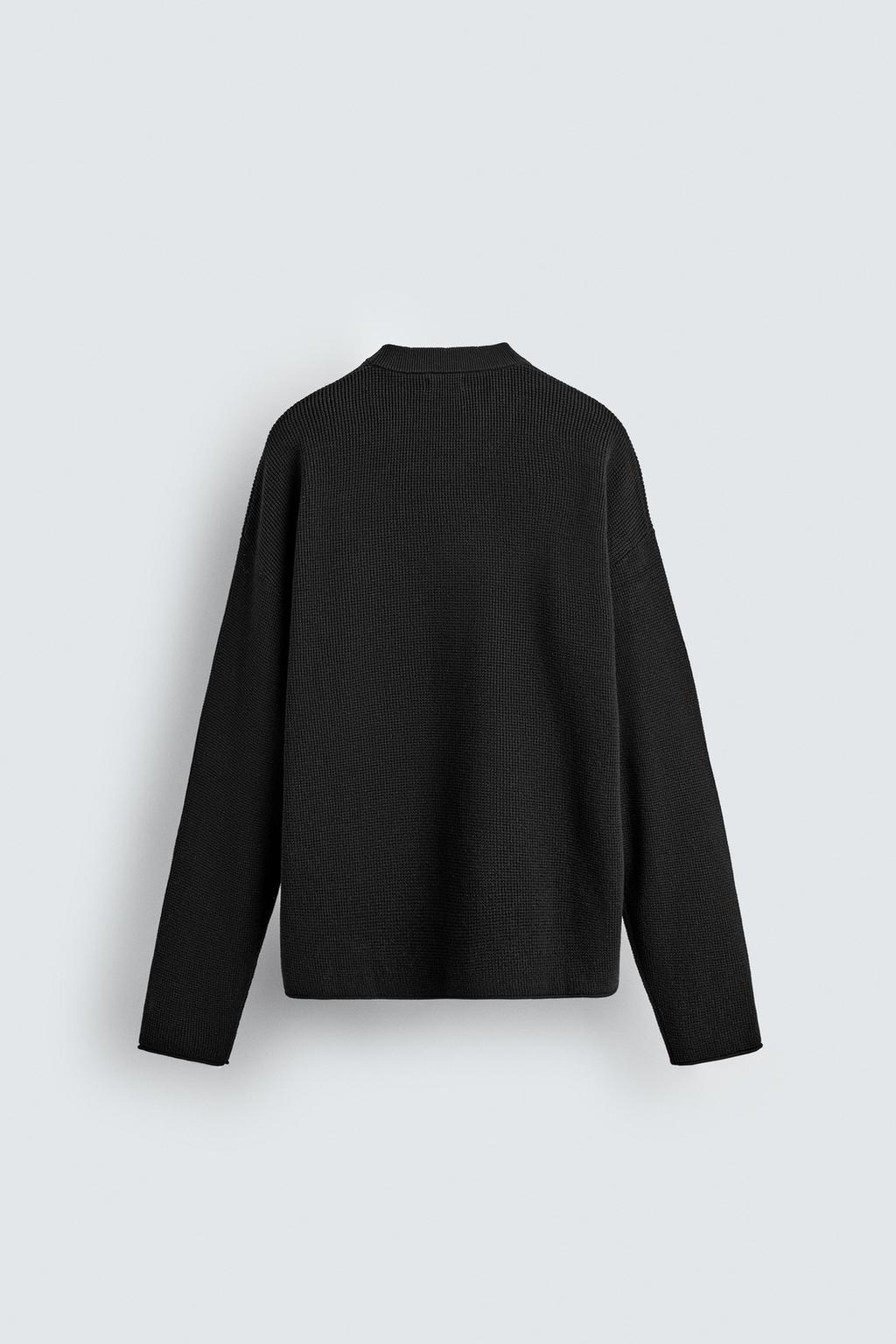 WAFFLE-KNIT TEXTURED SWEATER