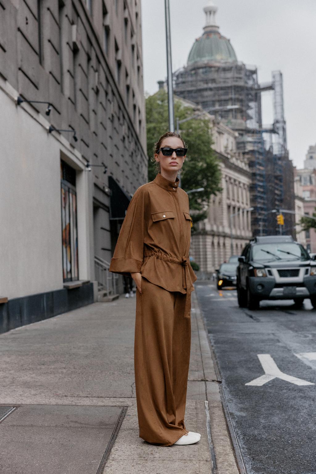 РУБАШКА САФАРИ ИЗ ИСКУССТВЕННОЙ ЗАМШИ