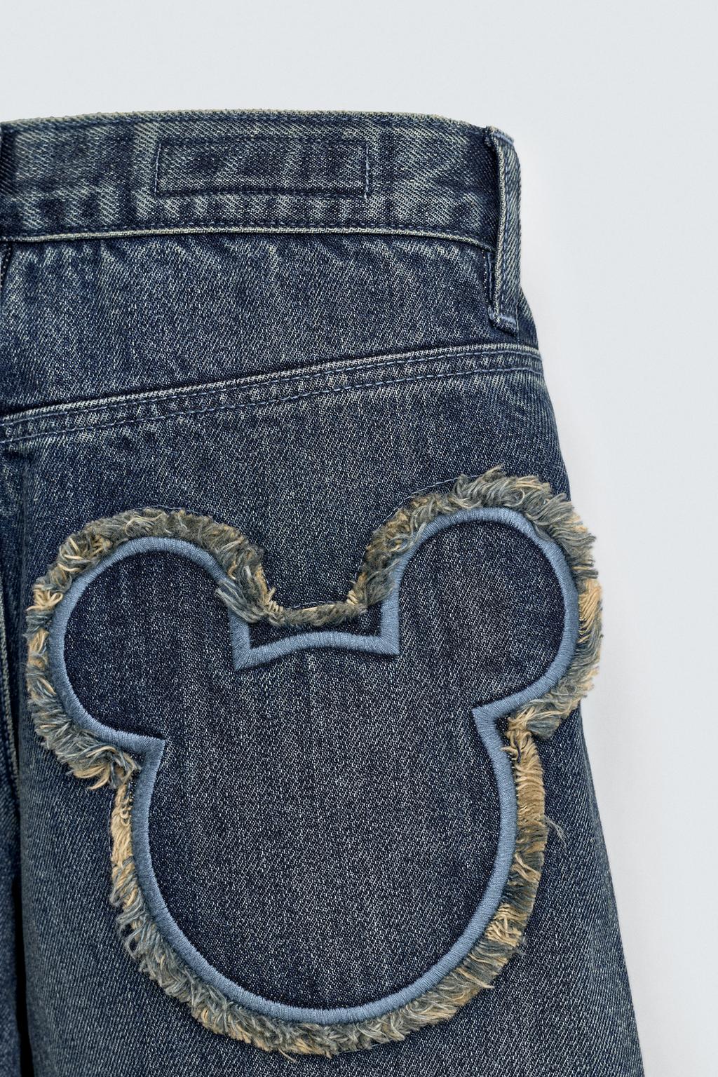 ДЖИНСЫ WIDE FIT С ЛОСКУТНЫМ СИЛУЭТОМ МИККИ HARRY LAMBERT FOR ZARA X DISNEY