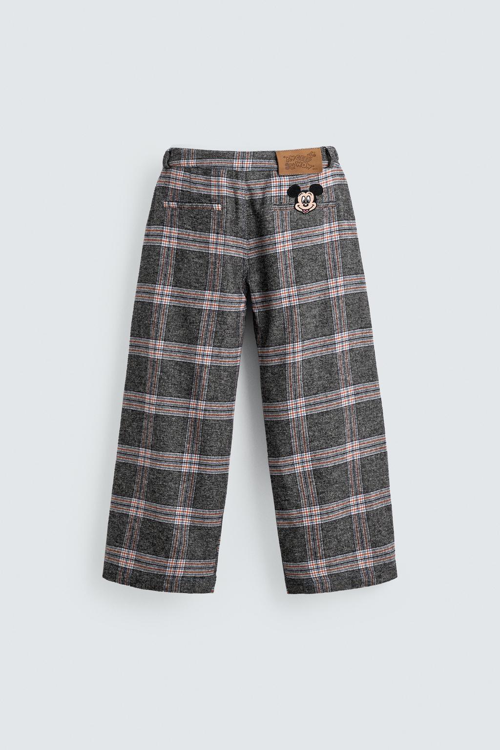 БРЮКИ В КЛЕТКУ С НАШИВКОЙ MICKEY MOUSE HARRY LAMBERT FOR ZARA X DISNEY