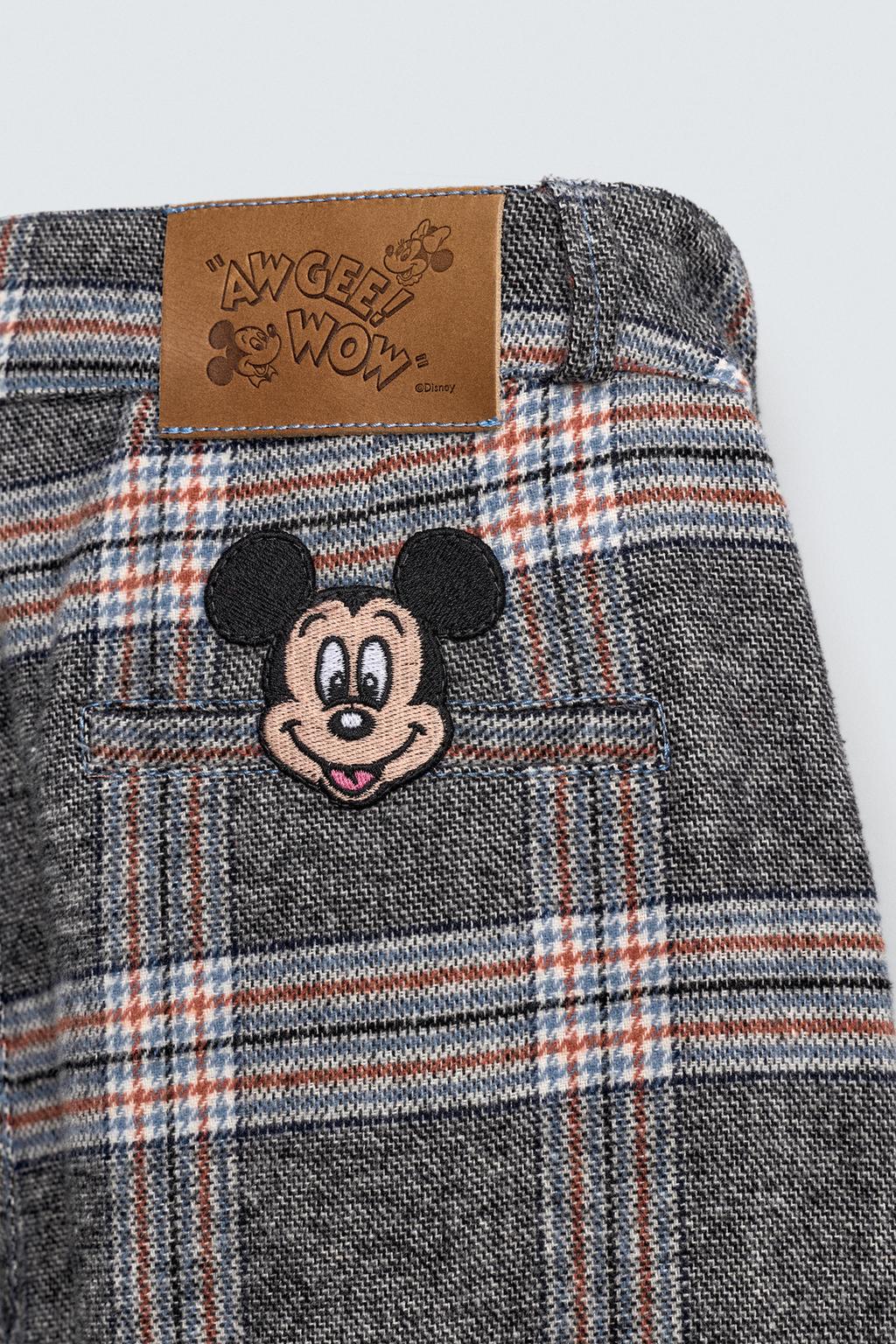 БРЮКИ В КЛЕТКУ С НАШИВКОЙ MICKEY MOUSE HARRY LAMBERT FOR ZARA X DISNEY