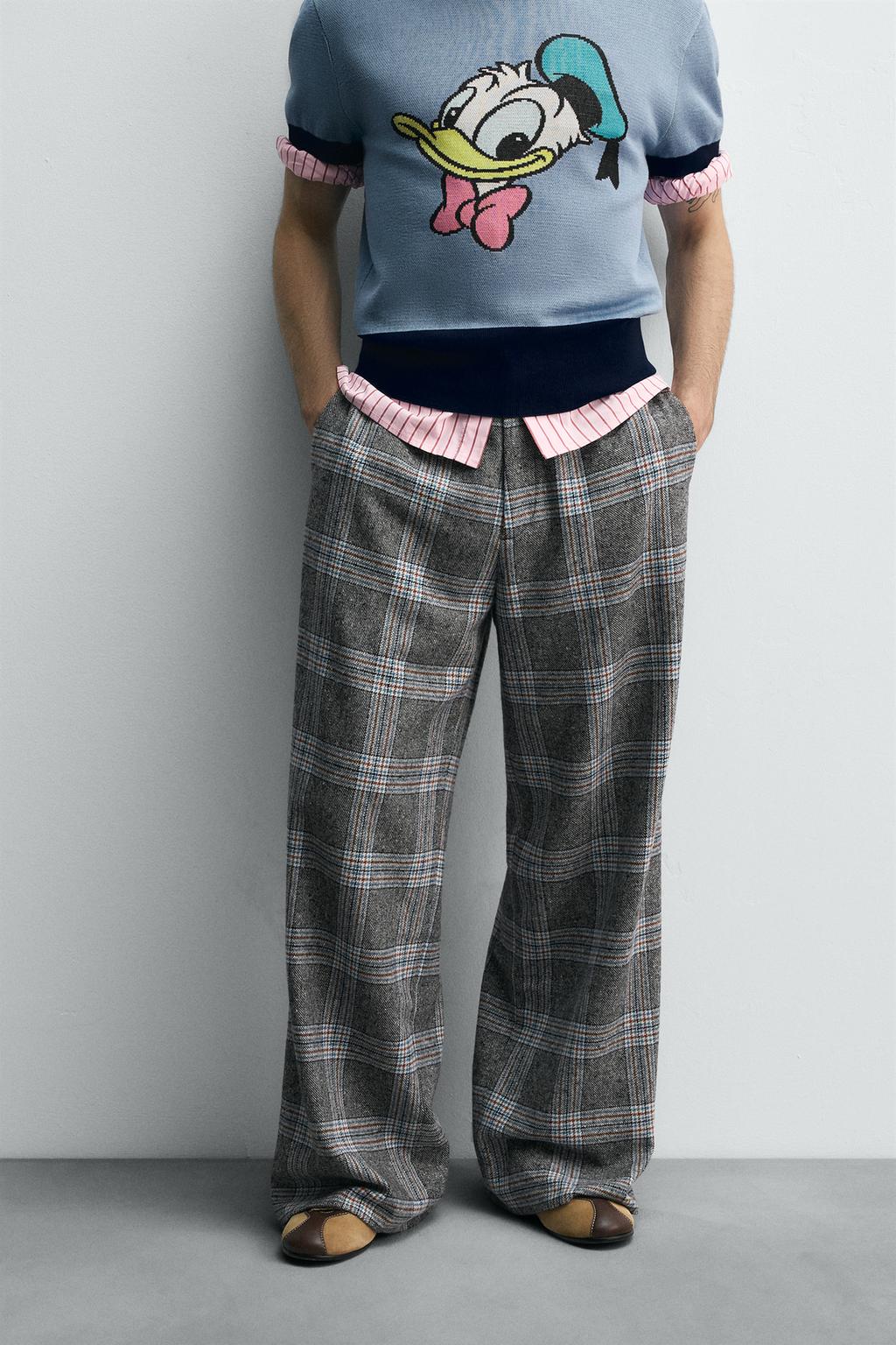 БРЮКИ WIDE FIT В КЛЕТКУ HARRY LAMBERT FOR ZARA X DISNEY