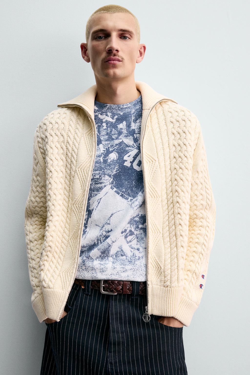 ТРИКОТАЖНАЯ КУРТКА С ЖАККАРДОВЫМ УЗОРОМ CHAMPION ® X ZARA