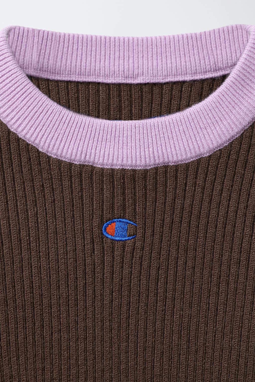 ДЖЕМПЕР В РУБЧИК С КОНТРАСТНЫМ ВОРОТНИКОМ CHAMPION ® X ZARA