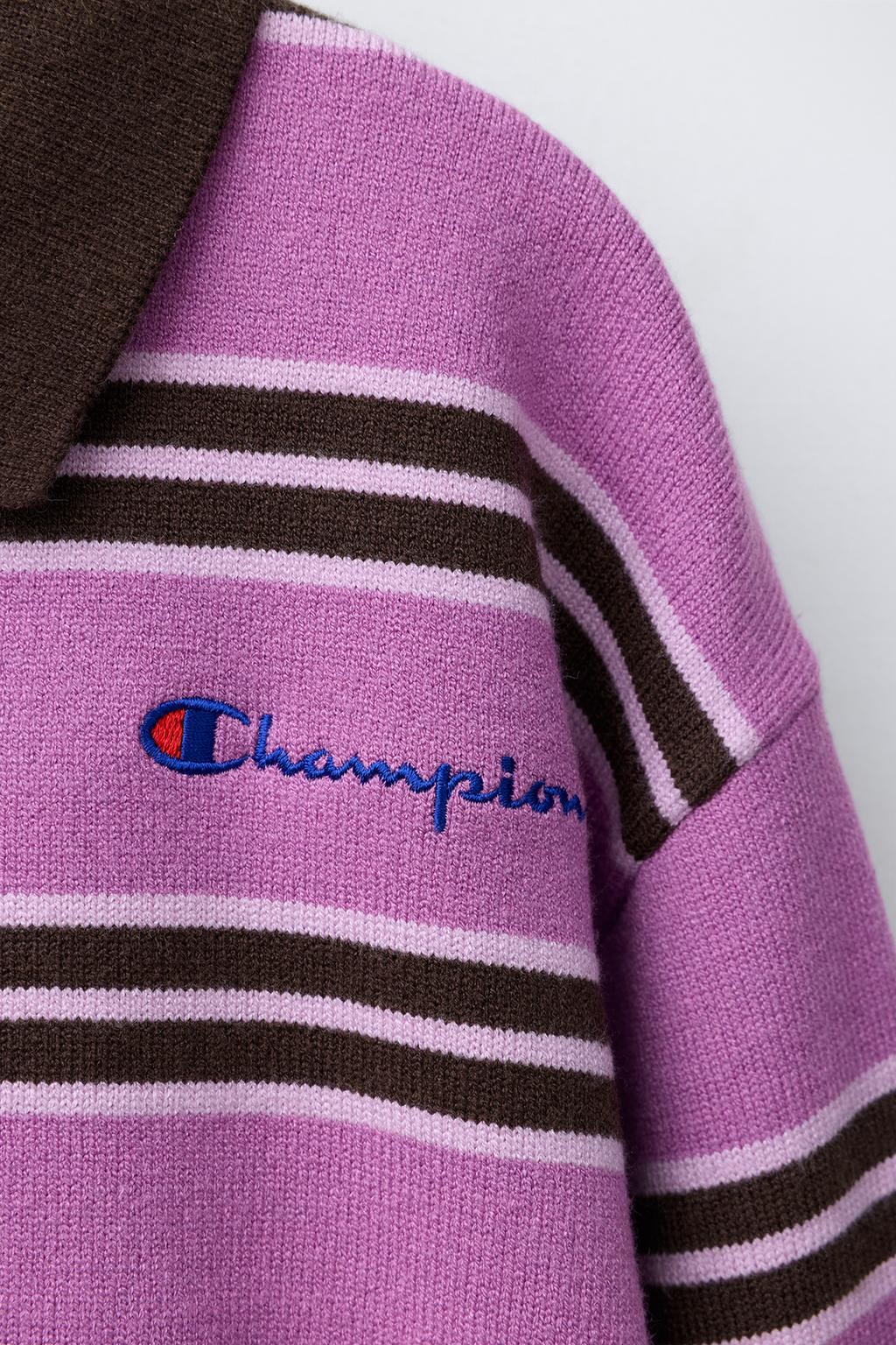 ТРИКОТАЖНЫЙ ДЖЕМПЕР В ПОЛОСКУ С ВЫШИВКОЙ CHAMPION ® X ZARA