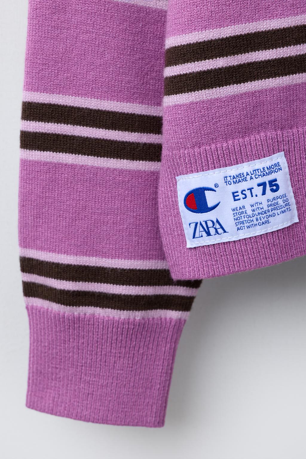 ТРИКОТАЖНЫЙ ДЖЕМПЕР В ПОЛОСКУ С ВЫШИВКОЙ CHAMPION ® X ZARA