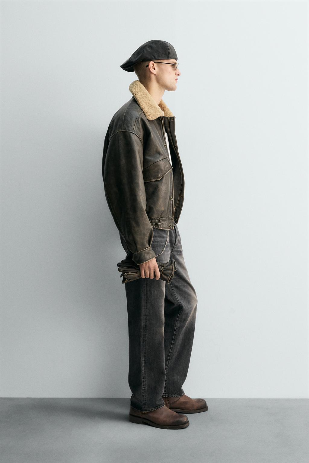 КОЖАНАЯ КУРТКА С КОМБИНИРОВАННЫМ ВОРОТНИКОМ LIMITED EDITION