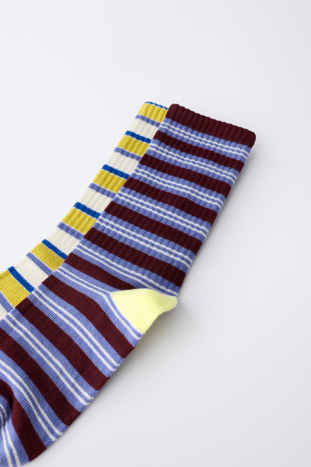 Набор из двух пар длинных носков с полосатым принтом