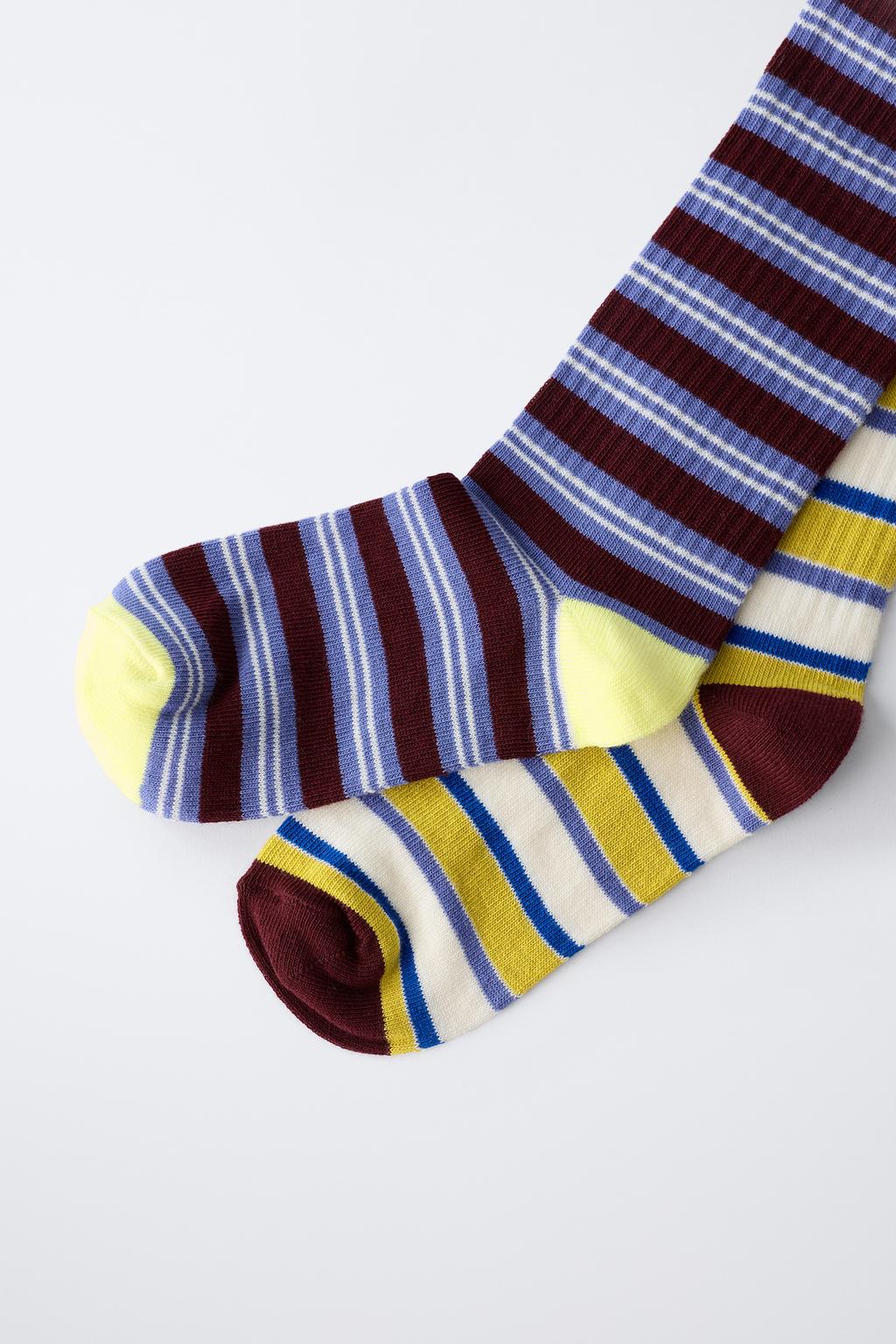 Набор из двух пар длинных носков с полосатым принтом