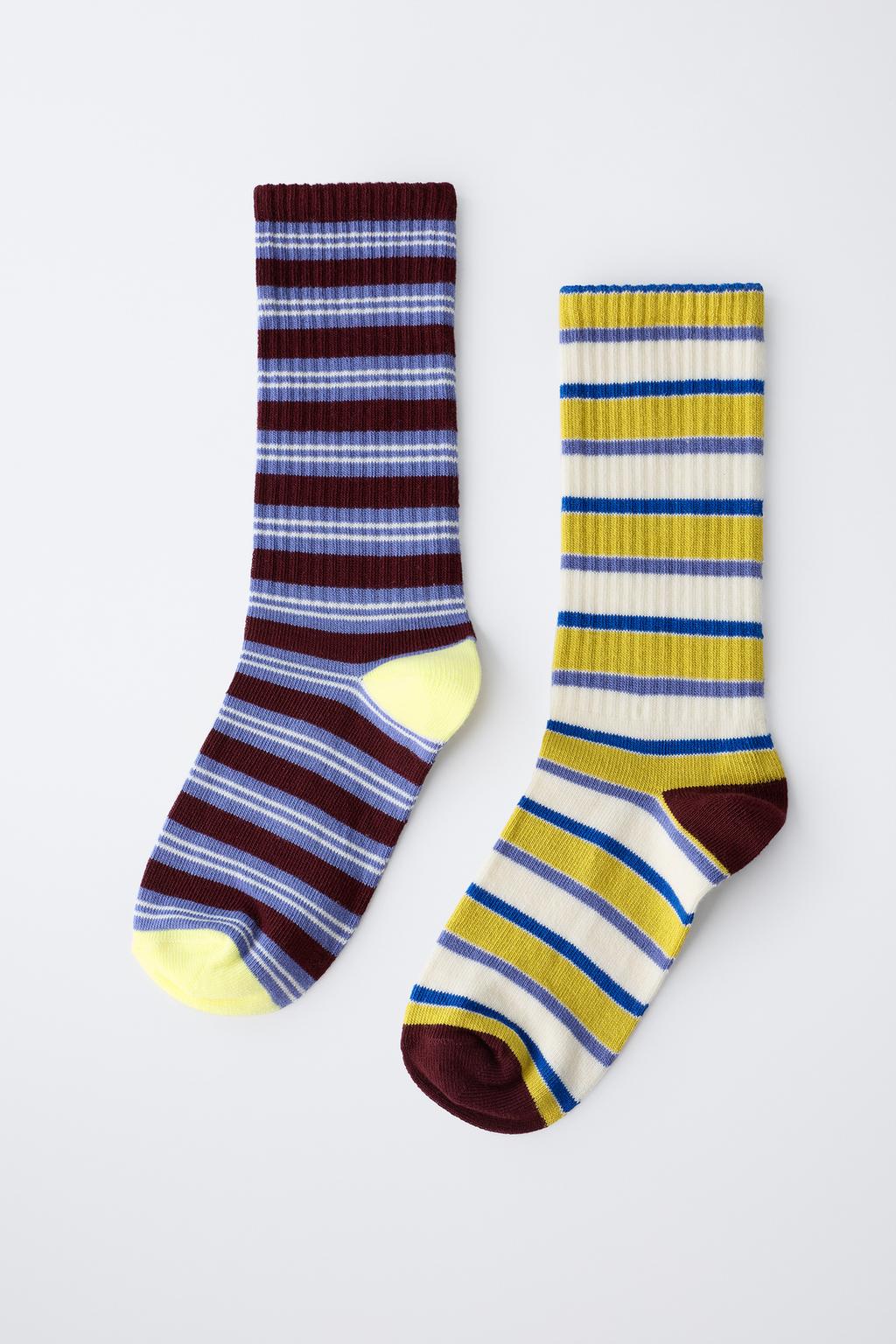 Набор из двух пар длинных носков с полосатым принтом