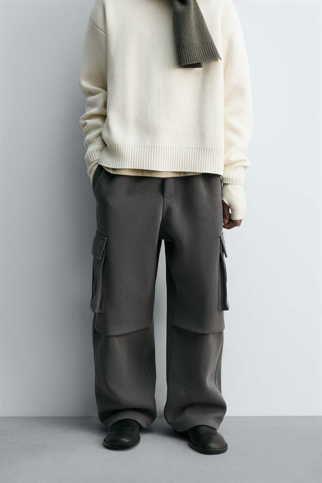 БРЮКИ КАРГО ИЗ НЕОПРЕНА СО СКЛАДКАМИ