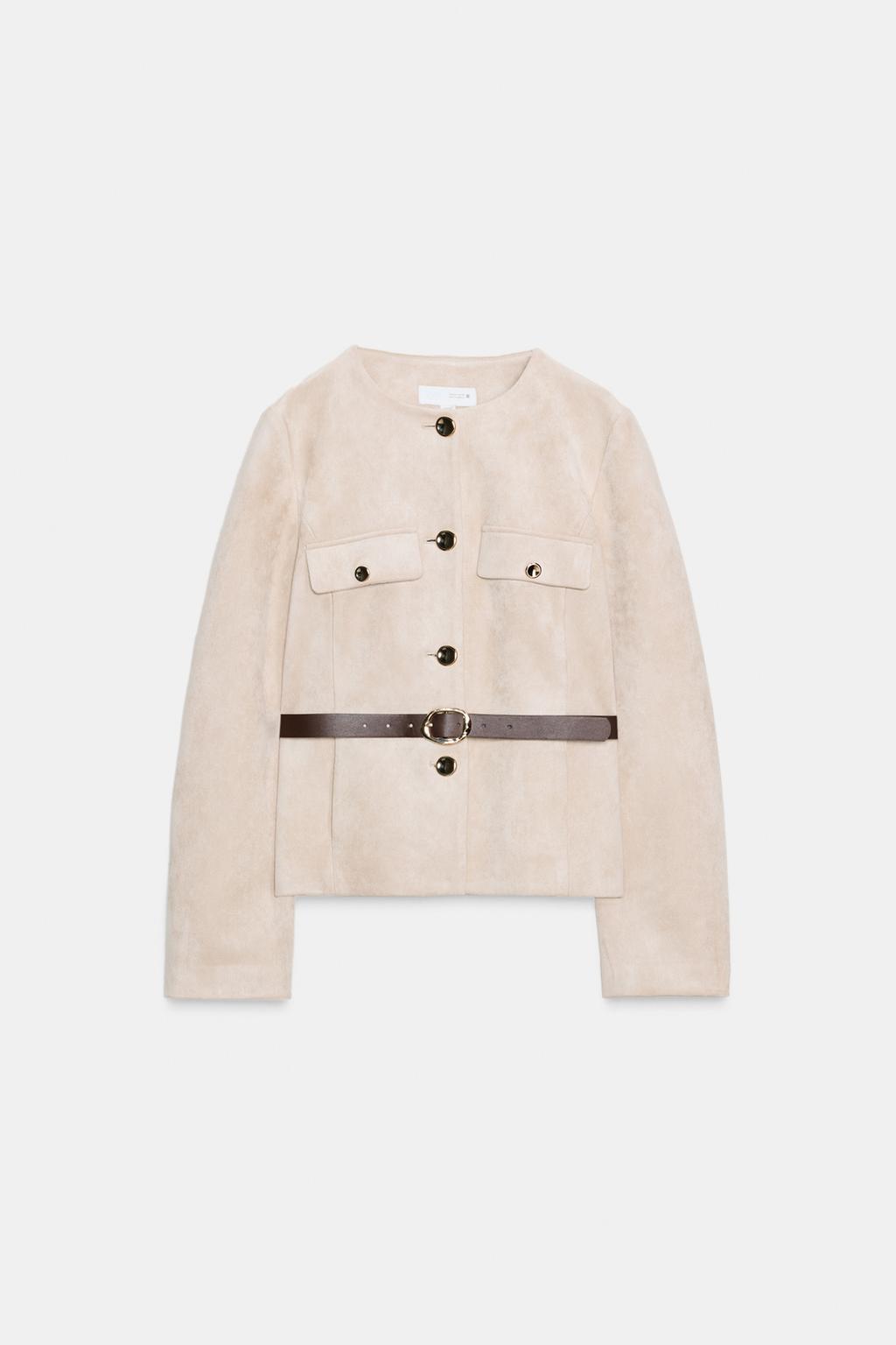 Пиджак из замши с поясом